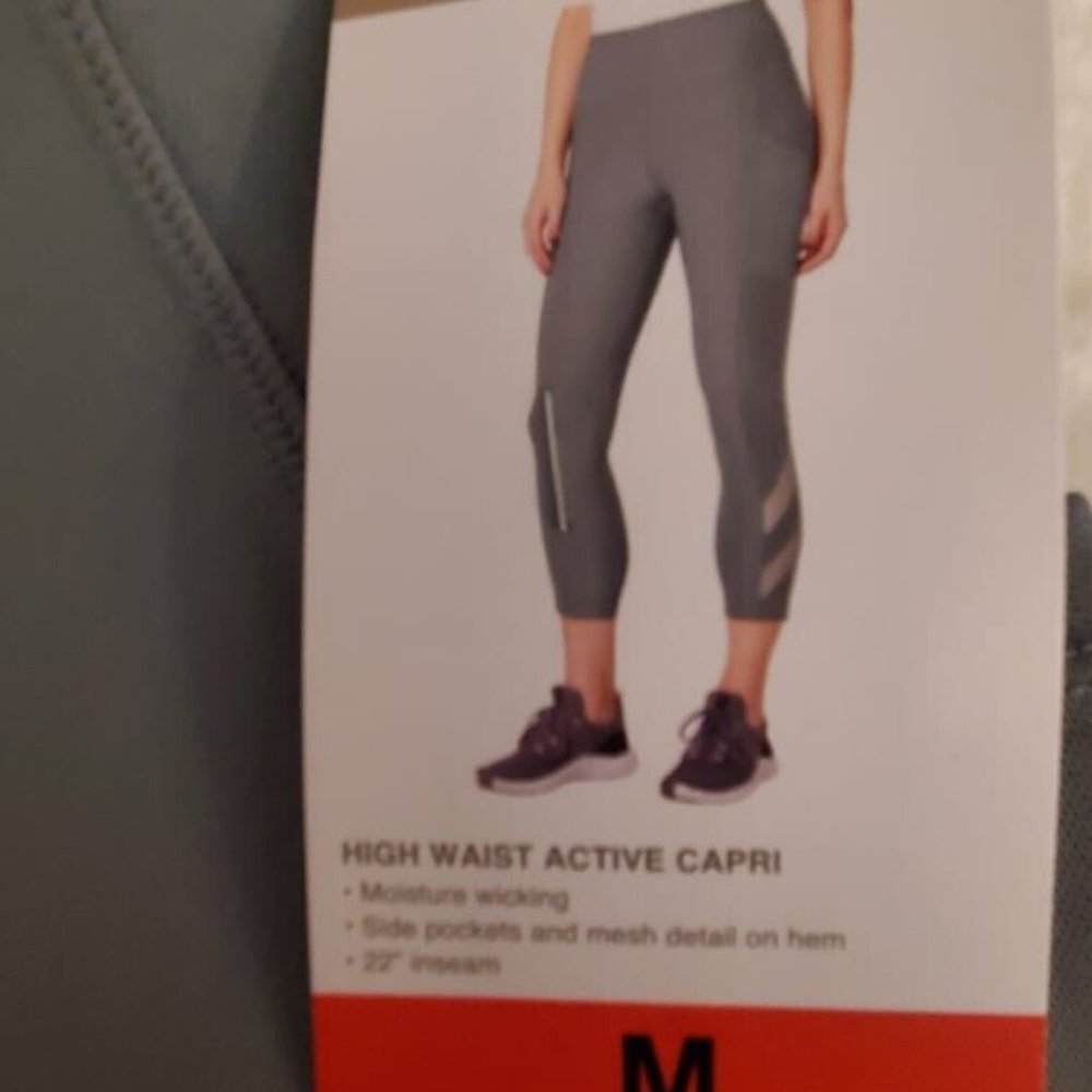 Mondetta Womens High  Waist Active Legging Mesh Details Side Pockets Medium